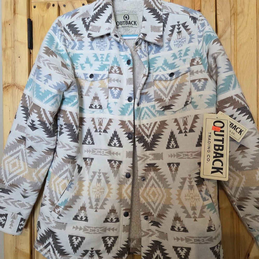 Outback Trading Co. Women's Tribal Utility Jacket - Blue, Brown, Cream